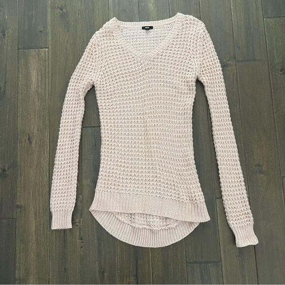 Ardene Long Light Pink Knitted V Neck Sweater S - Picture 1 of 5